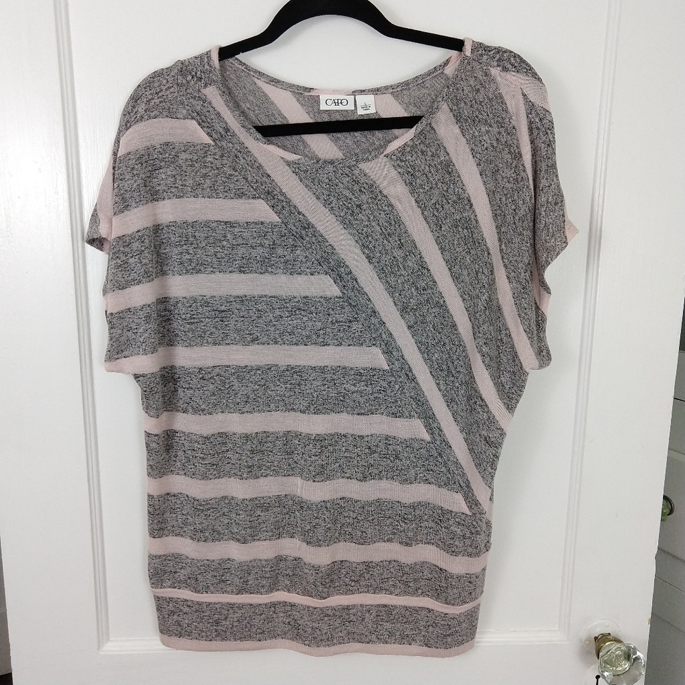 Pink/Gray Heather Striped Blouse
